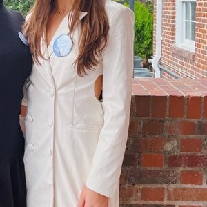 White Leather Button Up Open Back Short Dress By: Anna Rae